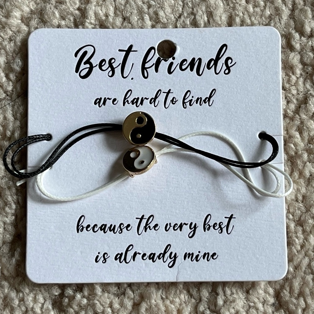 NWT 2 pcs Yin & Yang Charm Matching Bracelet Set Best Friends Couple Adjustable